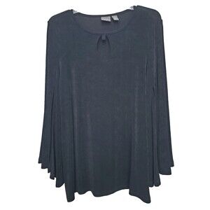 Chico's Travelers Slinky Knit Keyhole Neck Split Flare Sleeve Tunic Size 2 Large